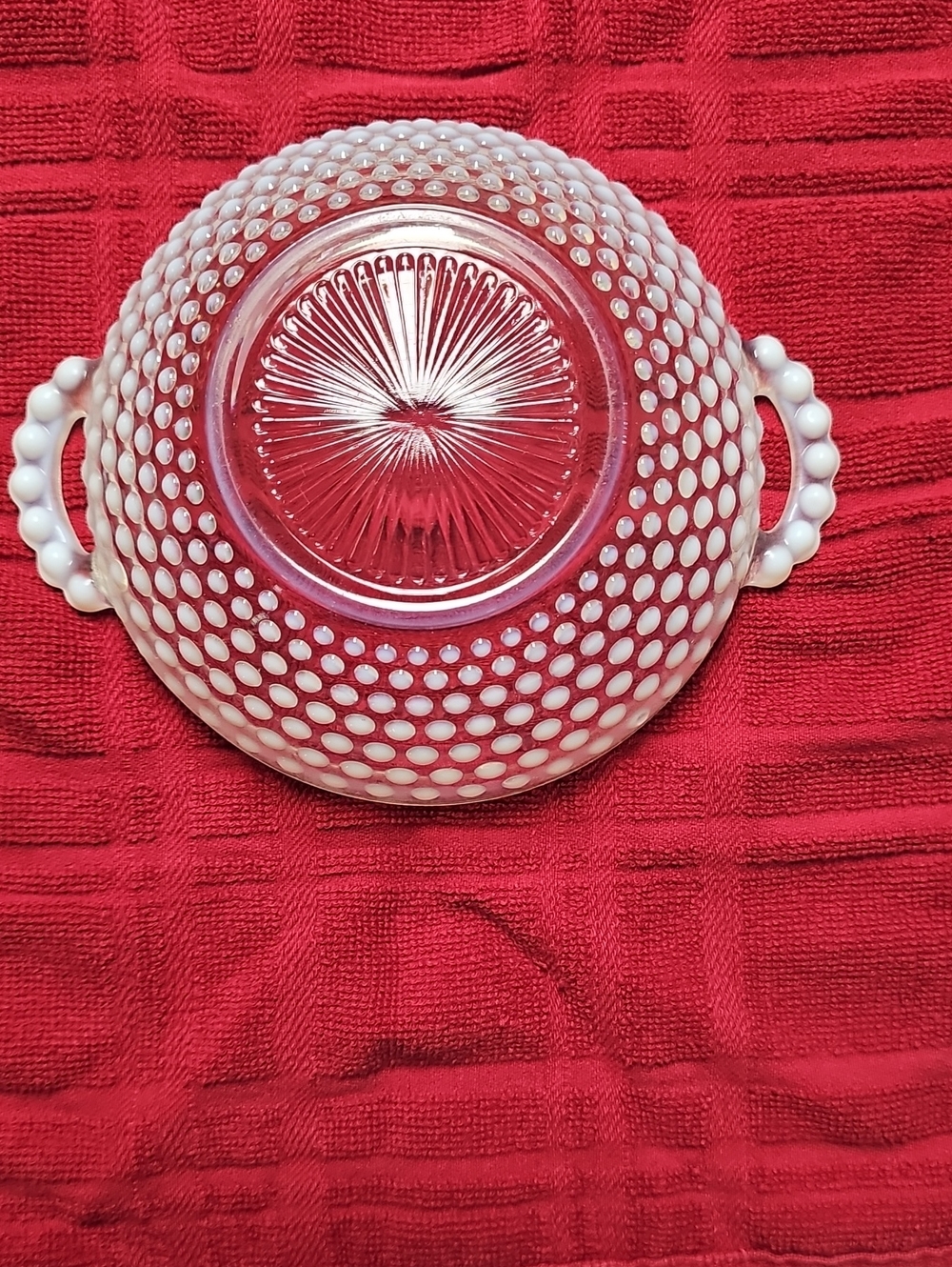Vintage Anchor Hocking Moonstone Hobnail Handles